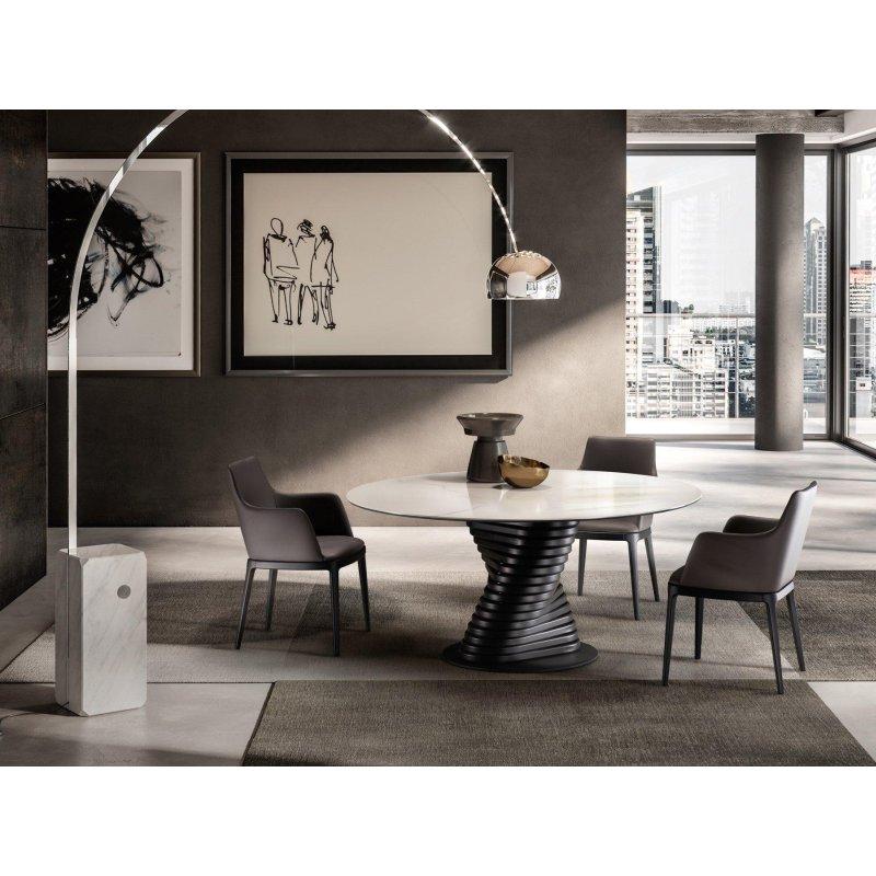 Seramik Masa Yuvarlak 130 cm Siyah Metal Ayaklı - 89605