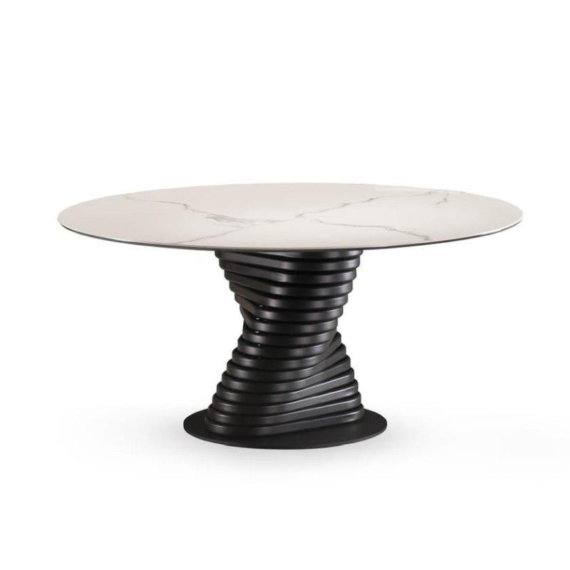 Seramik Masa Yuvarlak 130 cm Siyah Metal Ayaklı - 89605