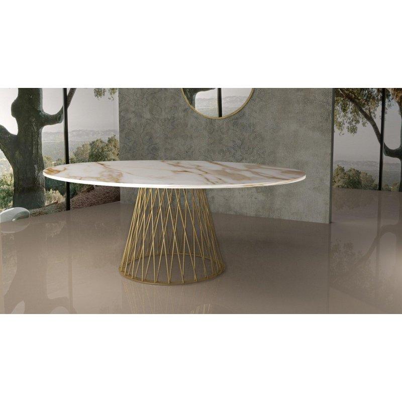 Seramik Masa Yuvarlak 140 cm Endüstriyel Metal Çerçeveli - 89239