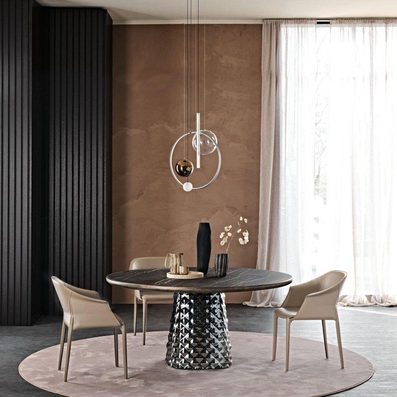 Seramik Masa Yuvarlak 160 cm Bronz Ayaklı - 89596