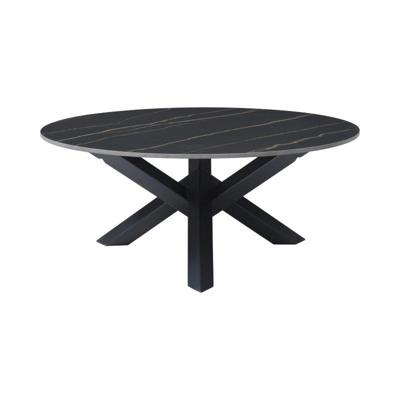 Seramik Mermer Görünümlü Siyah Orta Sehpa 90x90 cm - 102624