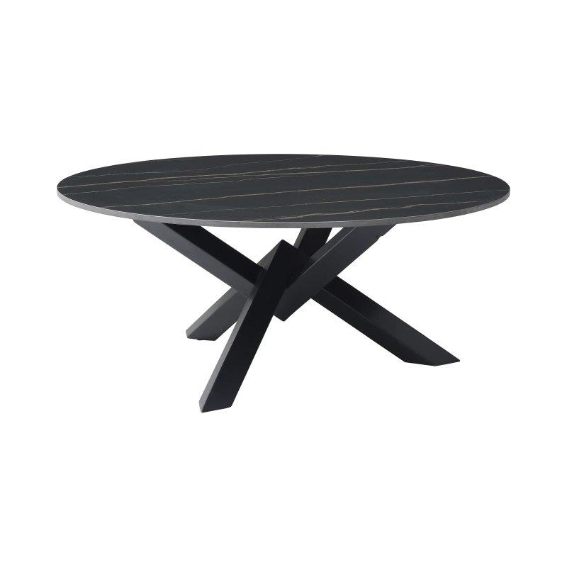 Seramik Mermer Görünümlü Siyah Orta Sehpa 90x90 cm - 102624