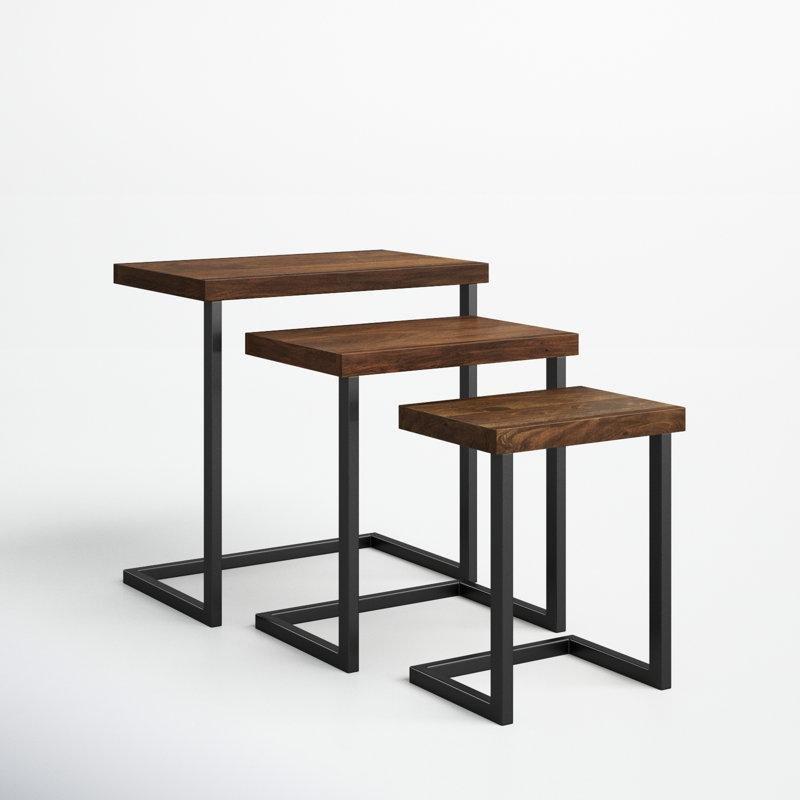 Sheesham Ahşap 61x61x38 cm Üçlü C Zigon Sehpa - 108172