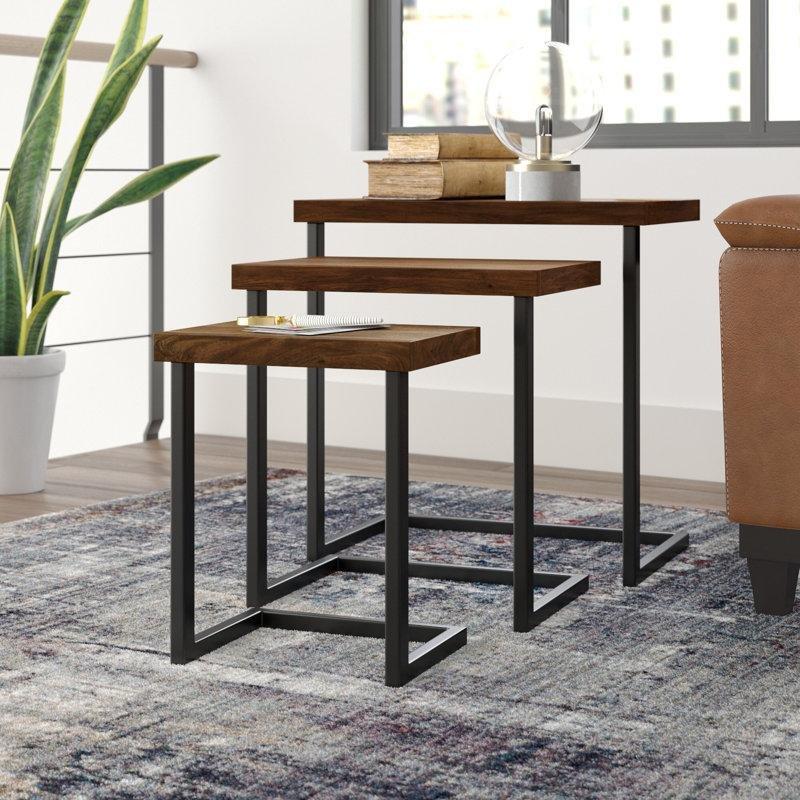 Sheesham Ahşap 61x61x38 cm Üçlü C Zigon Sehpa - 108172