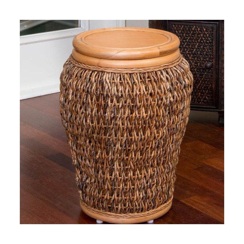 Sienna Endüstriyel Ahşap Sepetli Hasır Yan Sehpa-54x41x41 cm - 113010