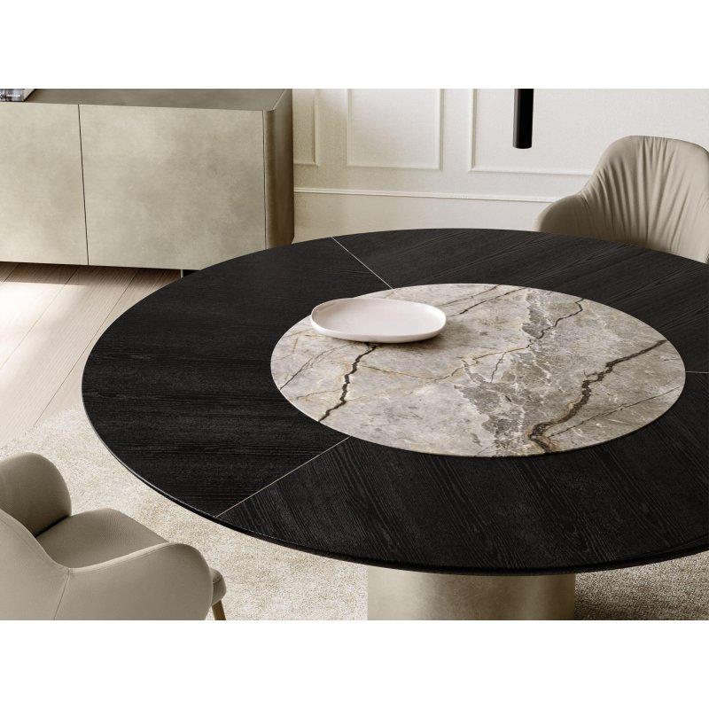 Silindir Tabanlı Siyah Seramik Masa 120 cm Yuvarlak - 89062