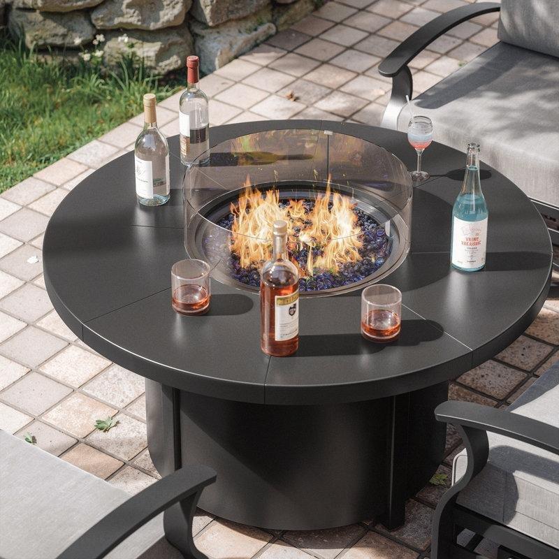 Siyah 122 cm Yuvarlak Şömineli Orta Sehpa - 105718