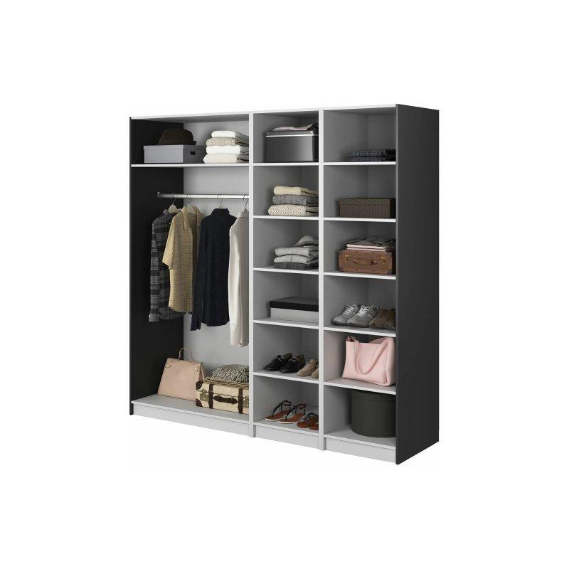Siyah 4 Kapılı Gardrop 200x200 cm Endüstriyel Ahşap Kulplu - 90367