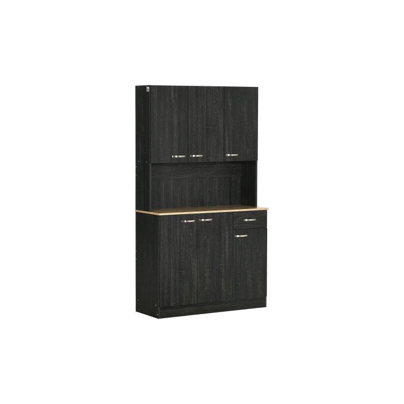 Siyah 6 Kapaklı 1 Çekmeceli Çok Amaçlı Dolap 101x39x180 cm - 92464