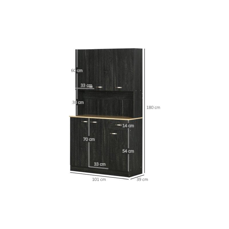 Siyah 6 Kapaklı 1 Çekmeceli Çok Amaçlı Dolap 101x39x180 cm - 92464