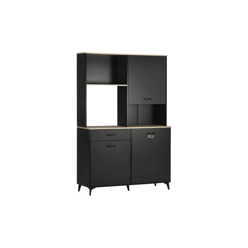 Siyah Açık Meşe Çok Amaçlı Dolap 119x41x180 cm - 92725