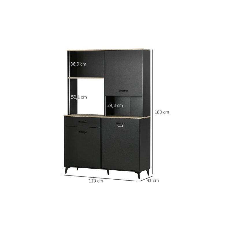 Siyah Açık Meşe Çok Amaçlı Dolap 119x41x180 cm - 92725