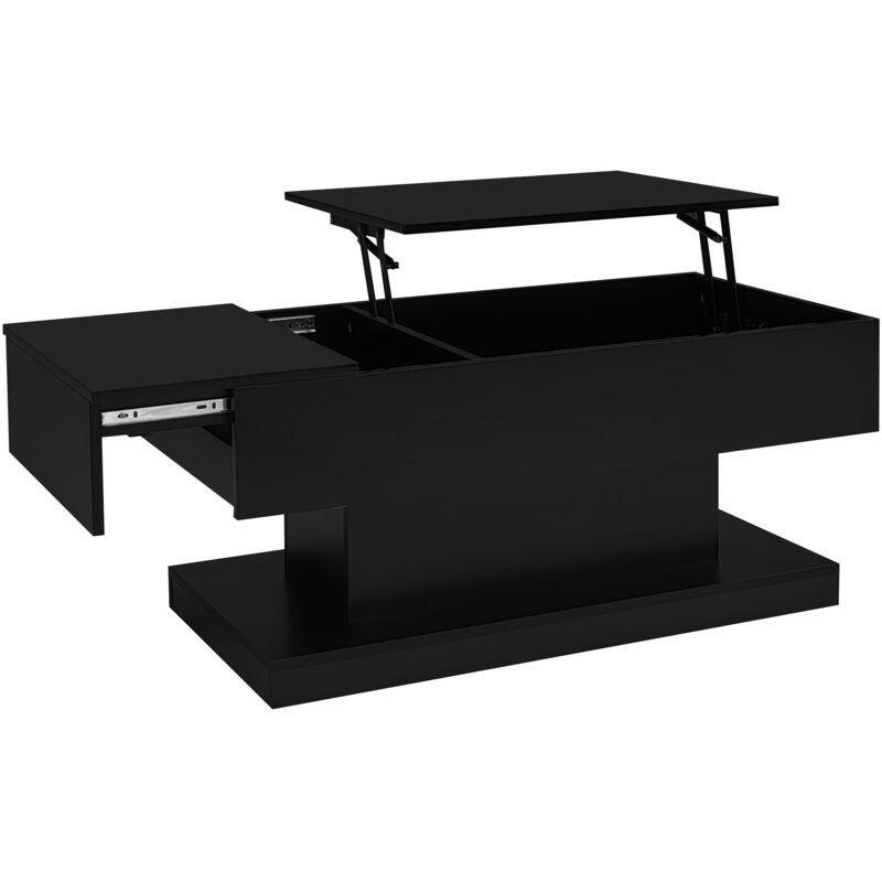 Siyah Açılır Akıllı Sehpa LED Aydınlatmalı 100x50x45 cm - 101467