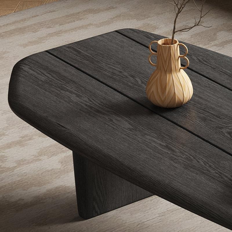 Siyah Ahşap Büyük Orta Sehpa 135 cm Modern Minimalist Tasarım - 104089