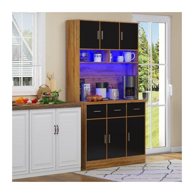 Siyah Ahşap Kahve Köşesi 100x40x180 cm LED Işıklı - 100104