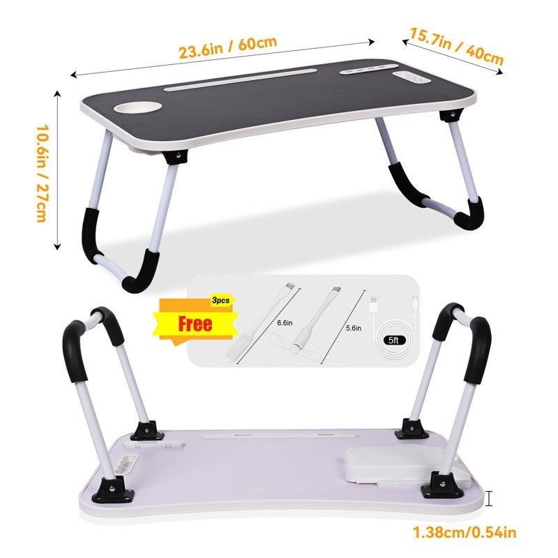 Siyah Ahşap Katlanır Çekmeceli Laptop Sehpası-60x40 cm - 113256