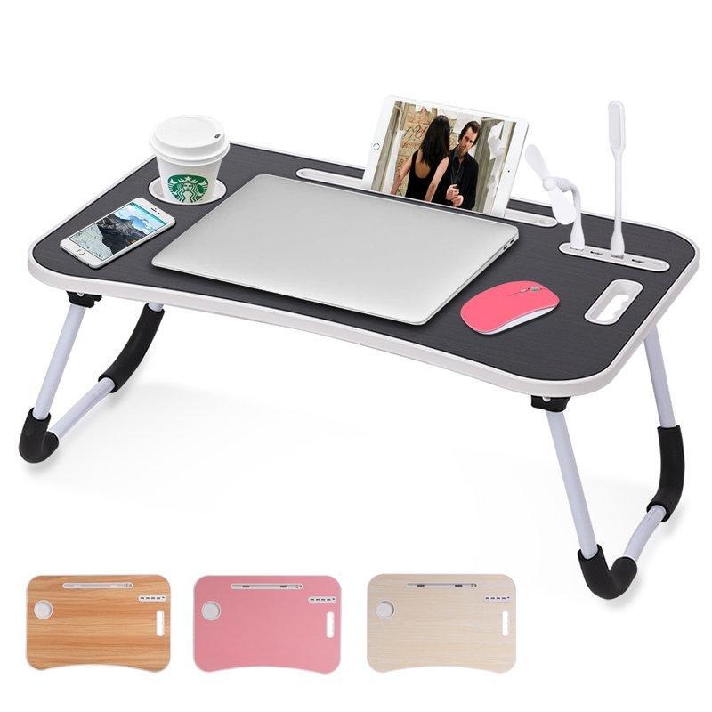 Siyah Ahşap Katlanır Çekmeceli Laptop Sehpası-60x40 cm - 113256