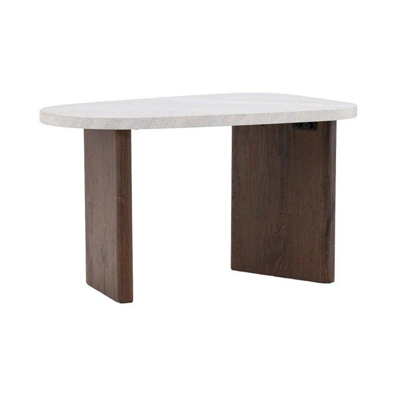 Siyah Ahşap Organik Form Tasarım Yan Sehpa-70x40x45 cm - 110303