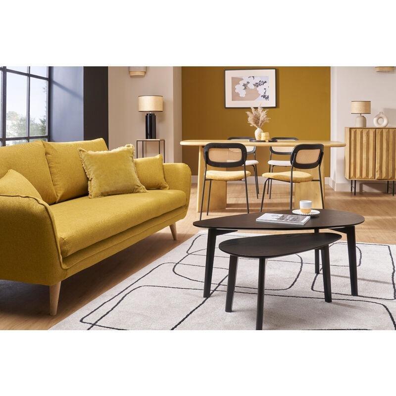 Siyah Ahşap Oval İkili Zigon Sehpa 100x50 cm - 107663