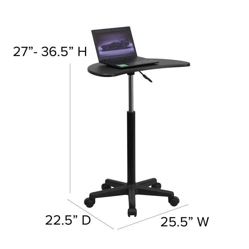 Siyah Akrilik Tekerlekli Yükseklik Ayarlı Eğimli Laptop Sehpası-93x65x58 cm - 113334