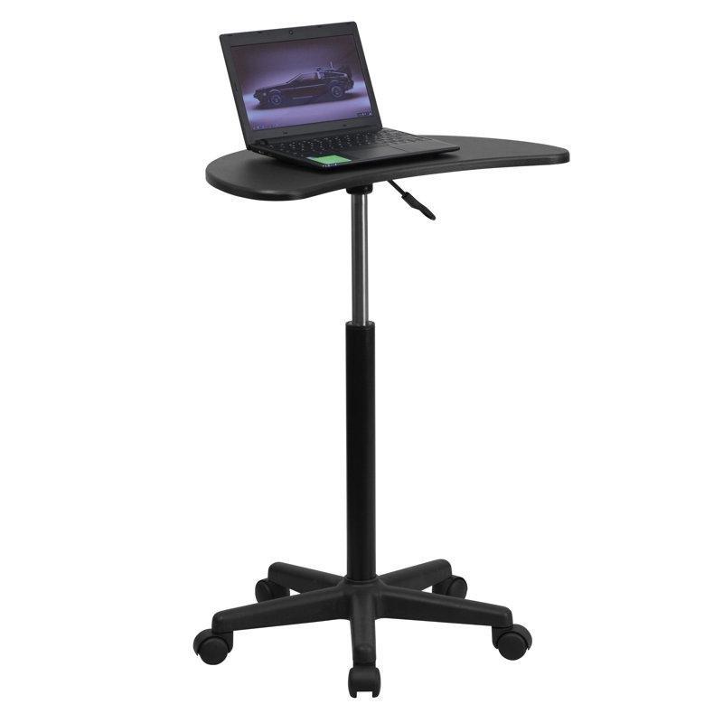 Siyah Akrilik Tekerlekli Yükseklik Ayarlı Eğimli Laptop Sehpası-93x65x58 cm - 113334