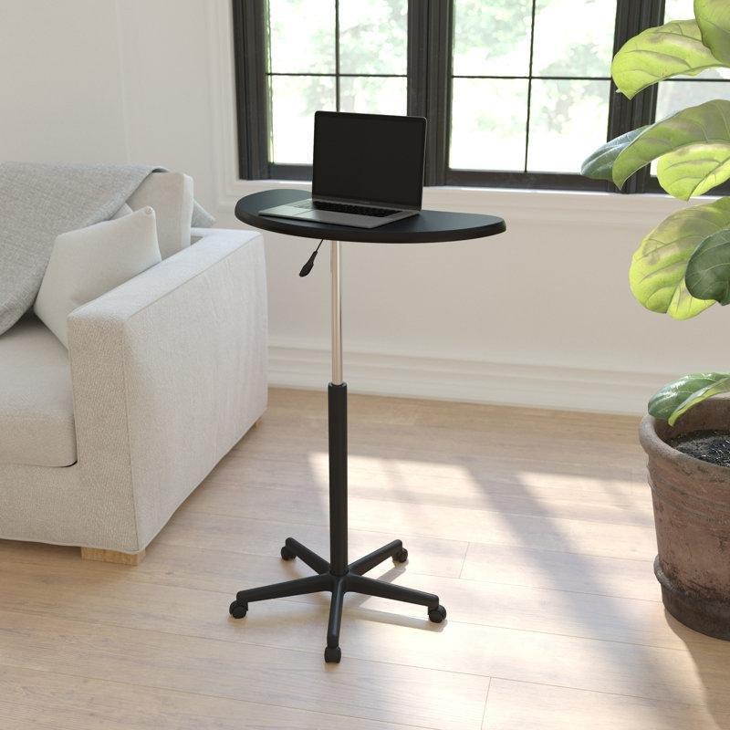 Siyah Akrilik Tekerlekli Yükseklik Ayarlı Eğimli Laptop Sehpası-93x65x58 cm - 113334