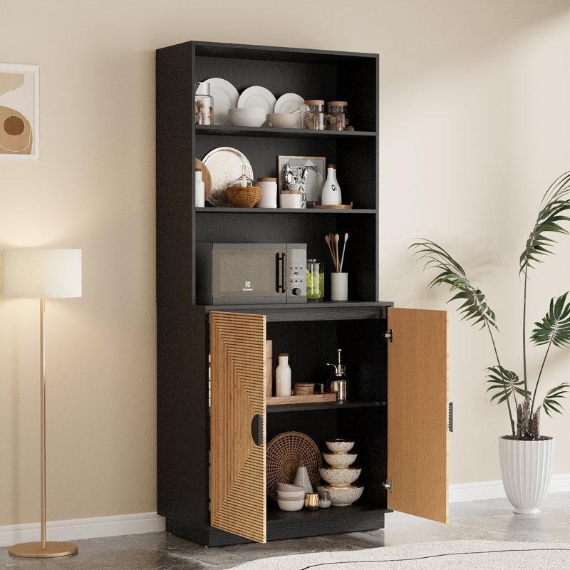 Siyah Bambu Çok Amaçlı Dolap 183 x 81 x 41 cm - 92842