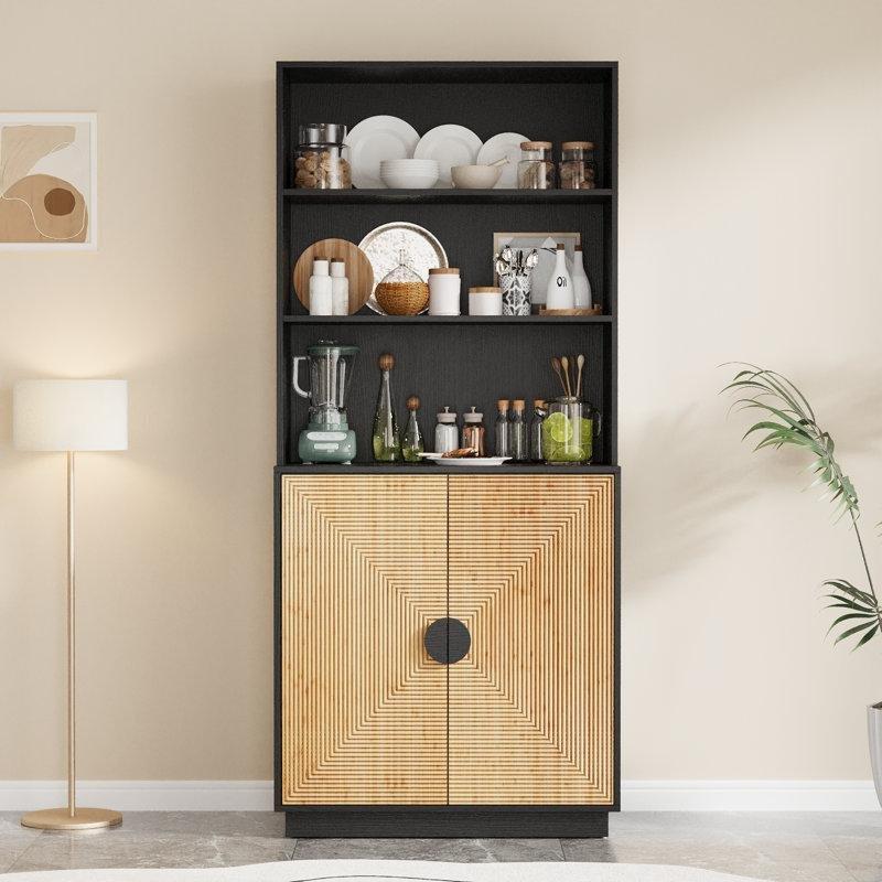 Siyah Bambu Çok Amaçlı Dolap 183 x 81 x 41 cm - 92842