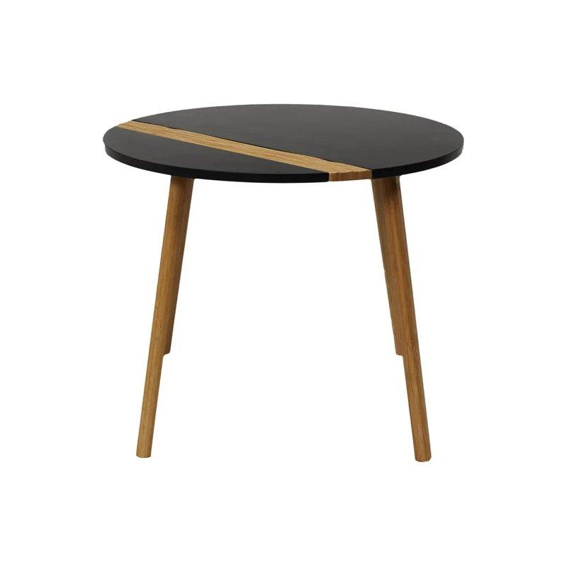 Siyah Bambu Detaylı Yuvarlak Zigon Sehpa 60 cm - 106609