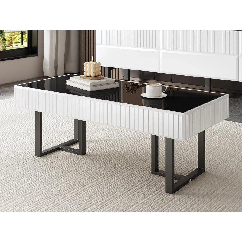 Siyah Beyaz Modern Orta Sehpa MDF Üstü 110x51x41 cm - 102558