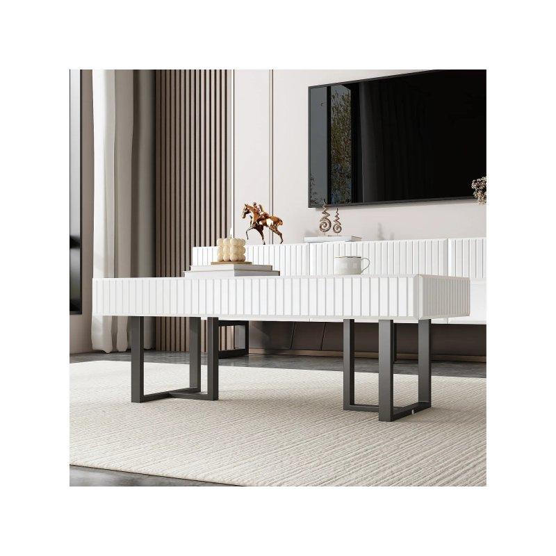 Siyah Beyaz Modern Orta Sehpa MDF Üstü 110x51x41 cm - 102558