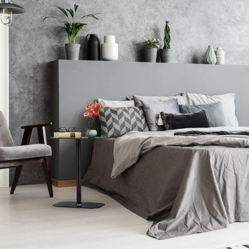 Siyah Cam Çelik Kaymaz Tabanlı Cam Yan Sehpa-55x45x30 cm - 111379