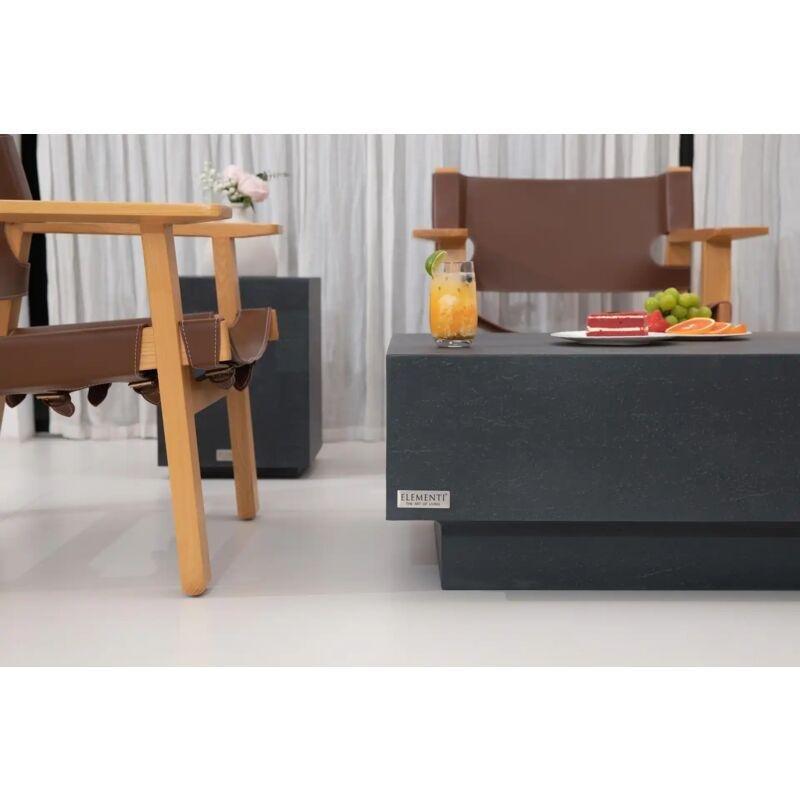 Siyah Cam Elyaf Takviyeli Beton Traverten Dokulu Traverten Yan Sehpa-86x66x36 cm - 112200