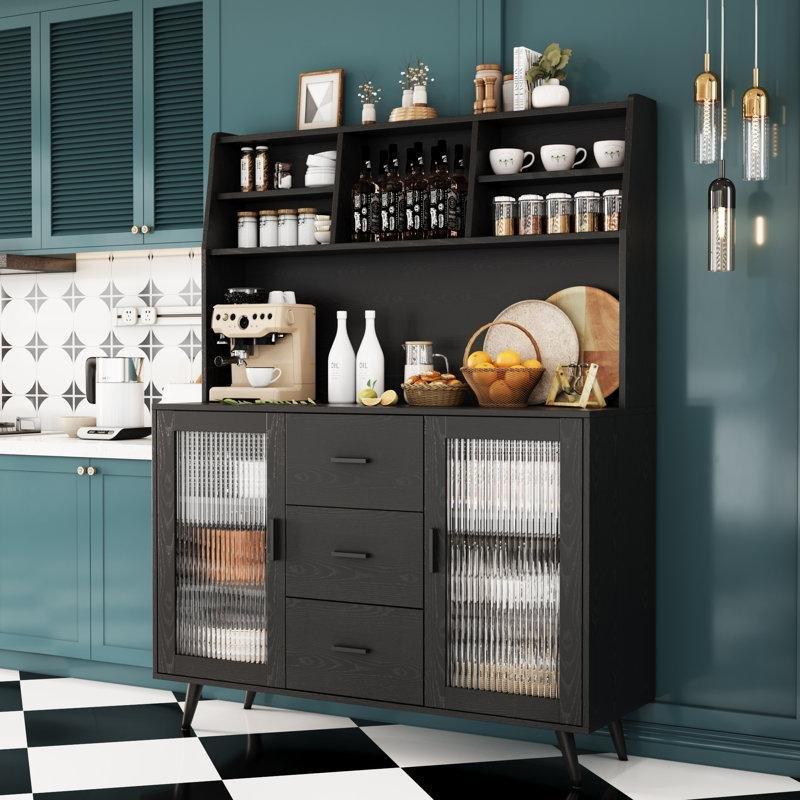 Siyah Cam Kapaklı Çok Amaçlı Dolap 160x120x40 cm - 92794