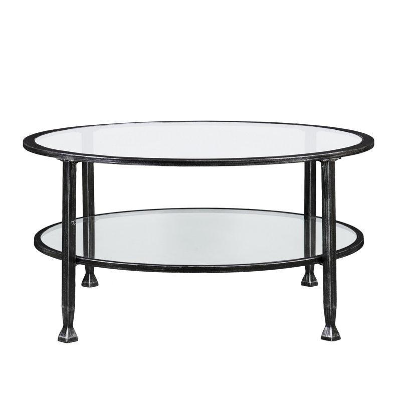 Siyah Cam Orta Sehpa 91 cm Yuvarlak Temperli Camlı - 105568