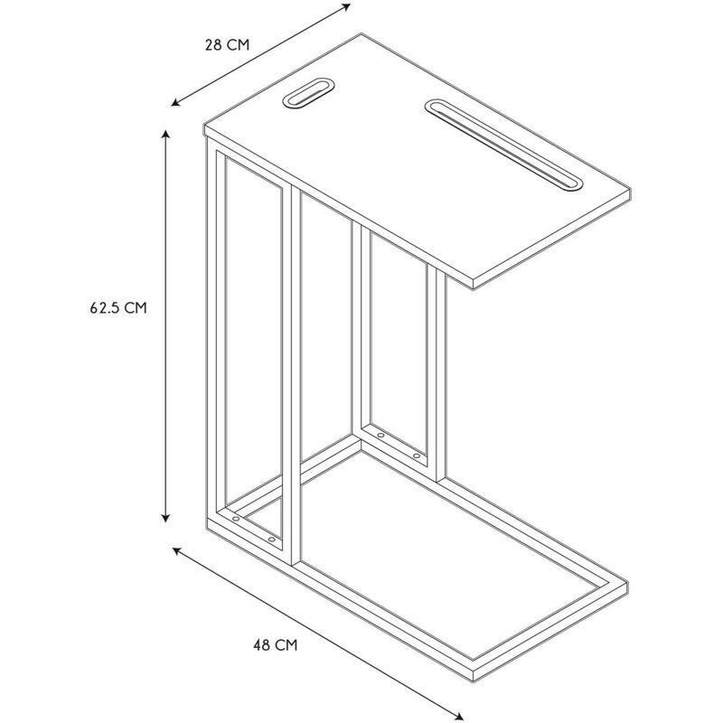 Siyah Cam Telefon Tablet Standlı Yan Sehpa-48x28x63 cm - 111359