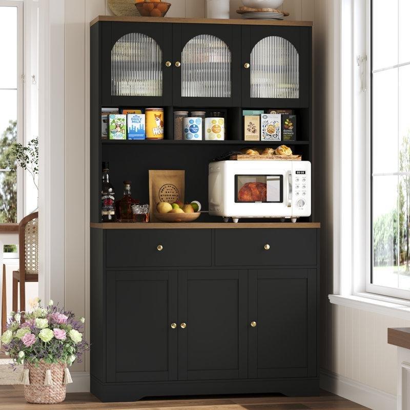 Siyah Camlı Çok Amaçlı Dolap 180x105x39 cm - 92815