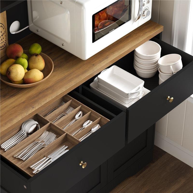 Siyah Camlı Çok Amaçlı Dolap 180x105x39 cm - 92815