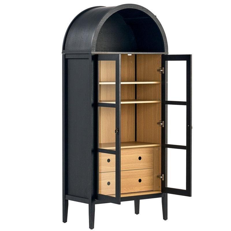 Siyah Camlı Çok Amaçlı Dolap 181x79x42 cm - 92890