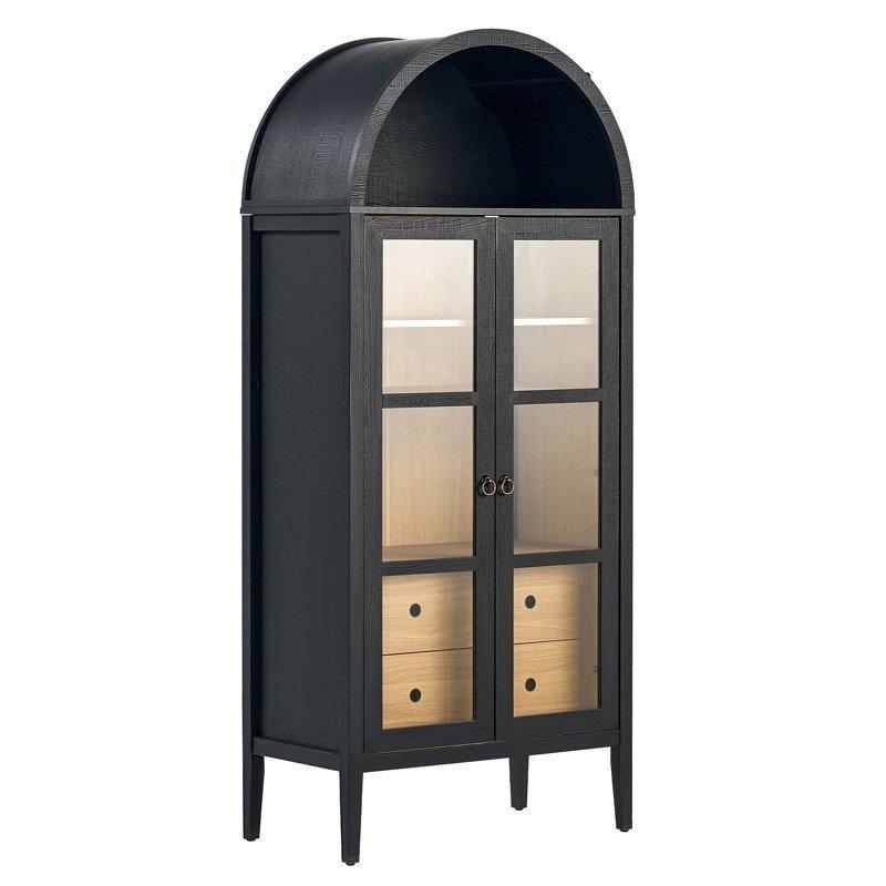 Siyah Camlı Çok Amaçlı Dolap 181x79x42 cm - 92890
