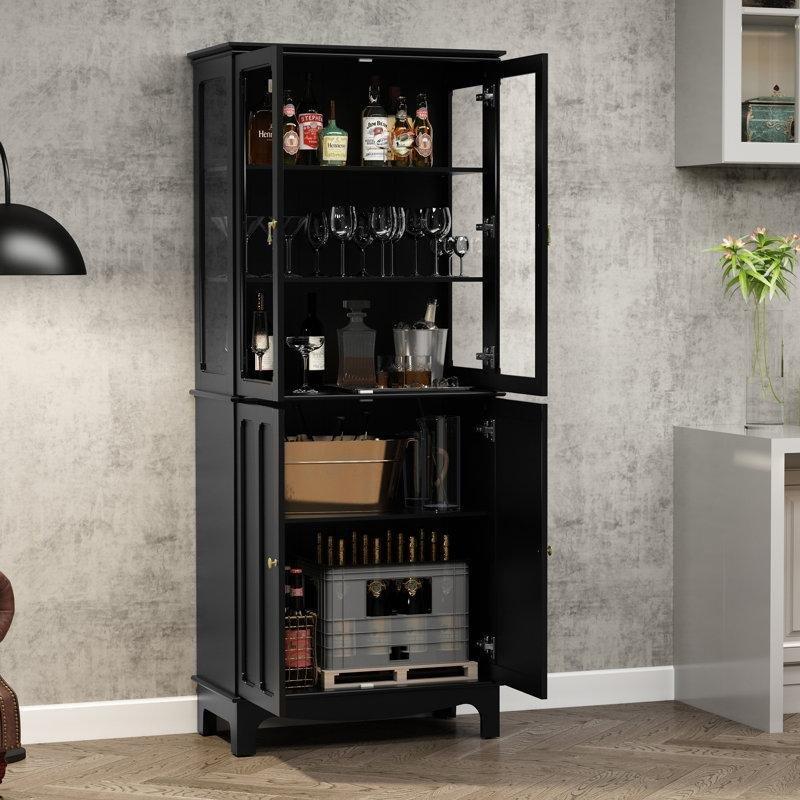 Siyah Camlı Çok Amaçlı Dolap 183x76x40 cm - 93055