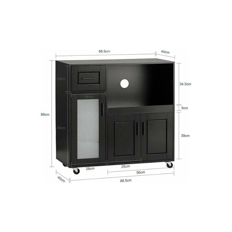 Siyah Camlı Çok Amaçlı Dolap 89x40x89 cm - 92317