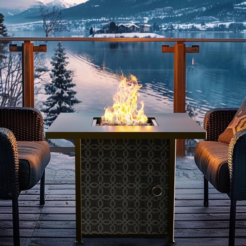 Siyah Çelik Propanlı Şömineli Orta Sehpa 66 cm - 105763