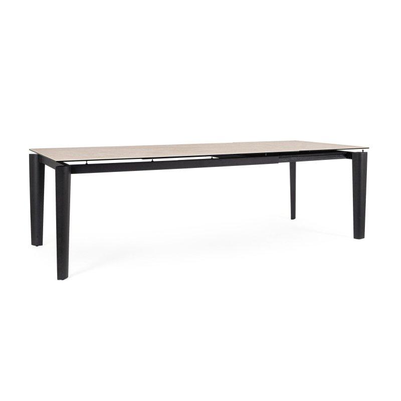Siyah Çelikli Travertin Etkili Seramik Yemek Masası 180-250 cm - 89650