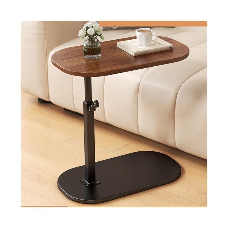 Siyah Ceviz Ahşap Ayarlanabilir C Şekilli Ahşap Yan Sehpa-30x45x80 cm - 110579