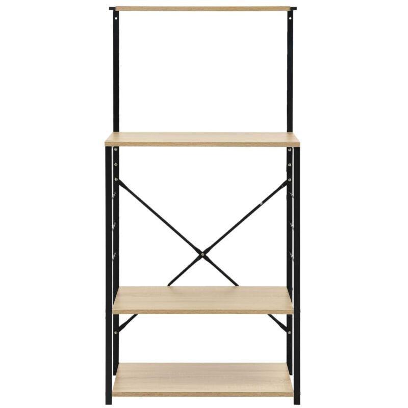 Siyah Ceviz Endüstriyel Ahşap Mikrodalga Fırın Dolabı 60x40x123 cm - 100705