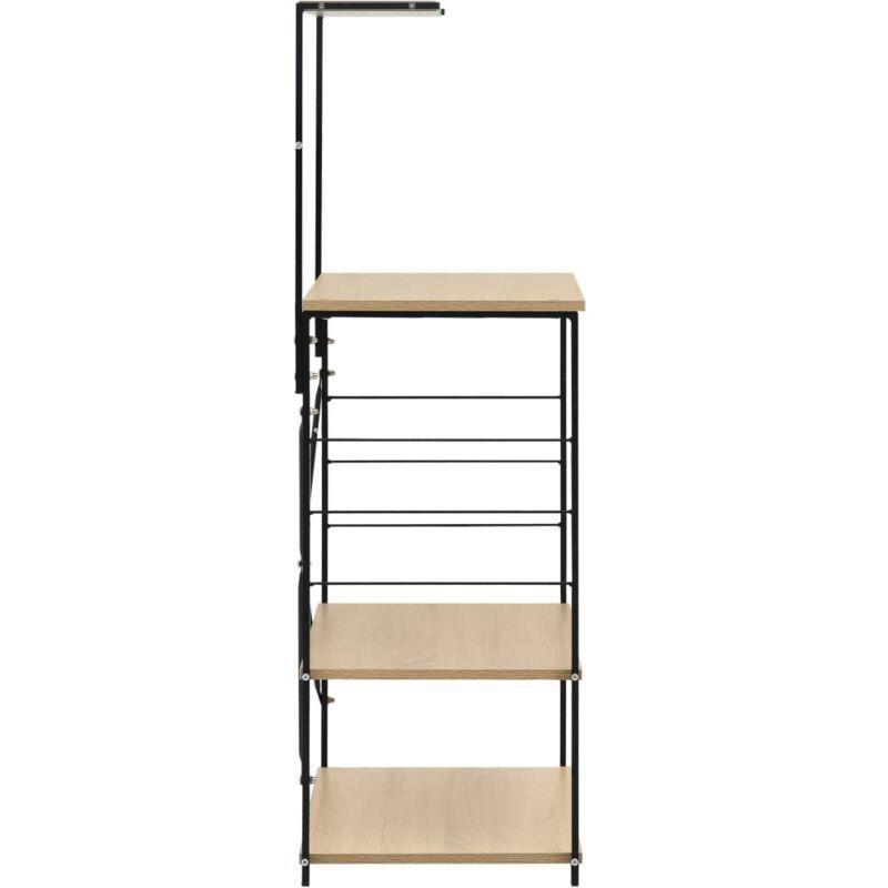 Siyah Ceviz Endüstriyel Ahşap Mikrodalga Fırın Dolabı 60x40x123 cm - 100705