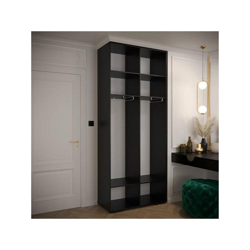 Siyah Çift Kapılı Gardrop Endüstriyel Ahşap 100x237 cm - 90259