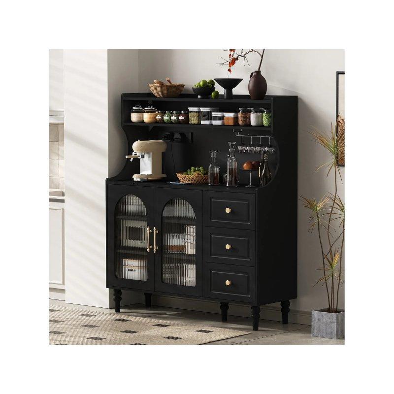 Siyah Çok Amaçlı Dolap 120x40x139 cm Çekmeceli - 92386