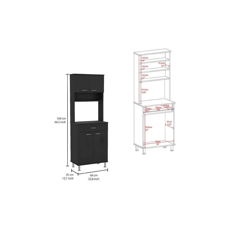 Siyah Çok Amaçlı Dolap 169x60x35 cm - 92695